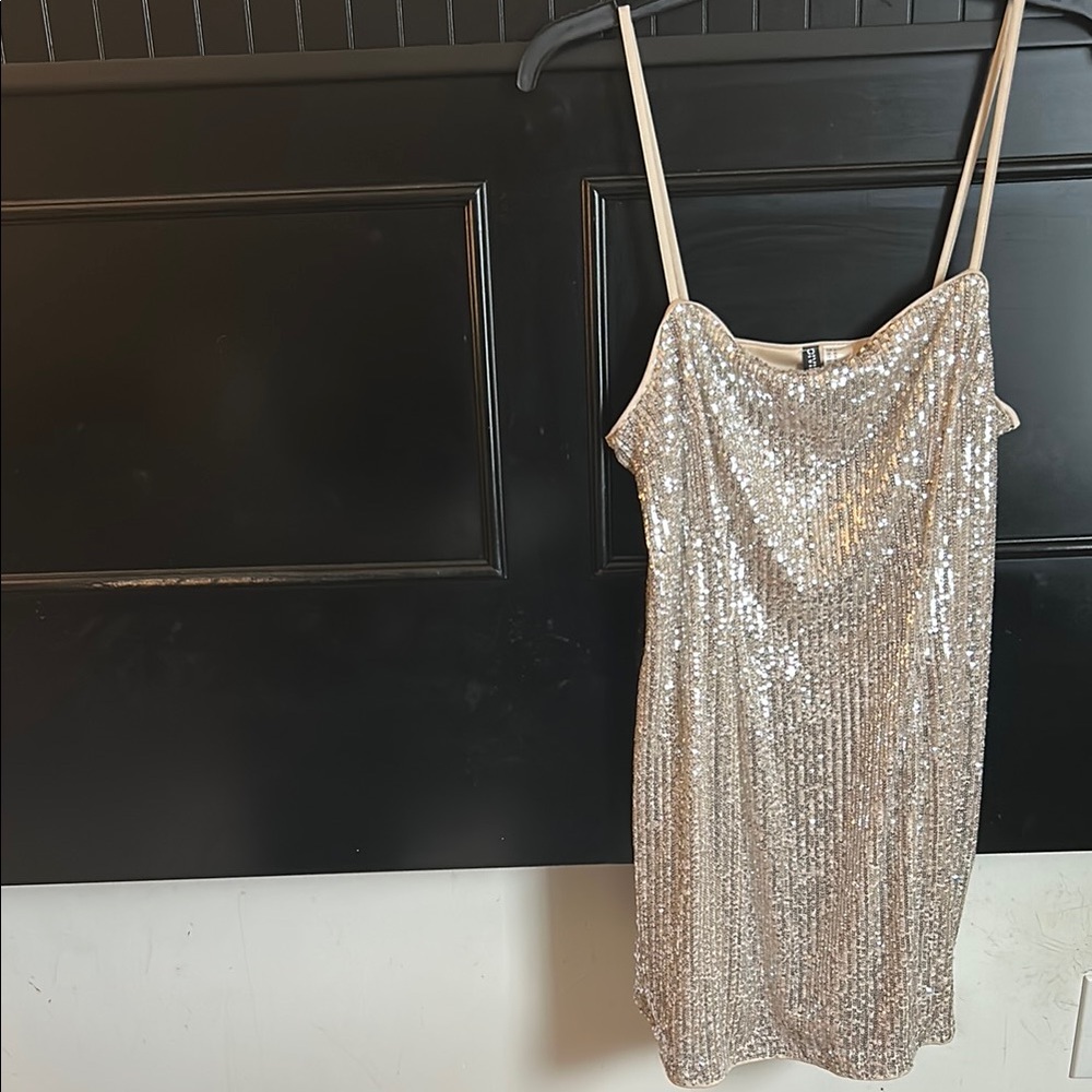 H&M Silver Sequin Mini Dress